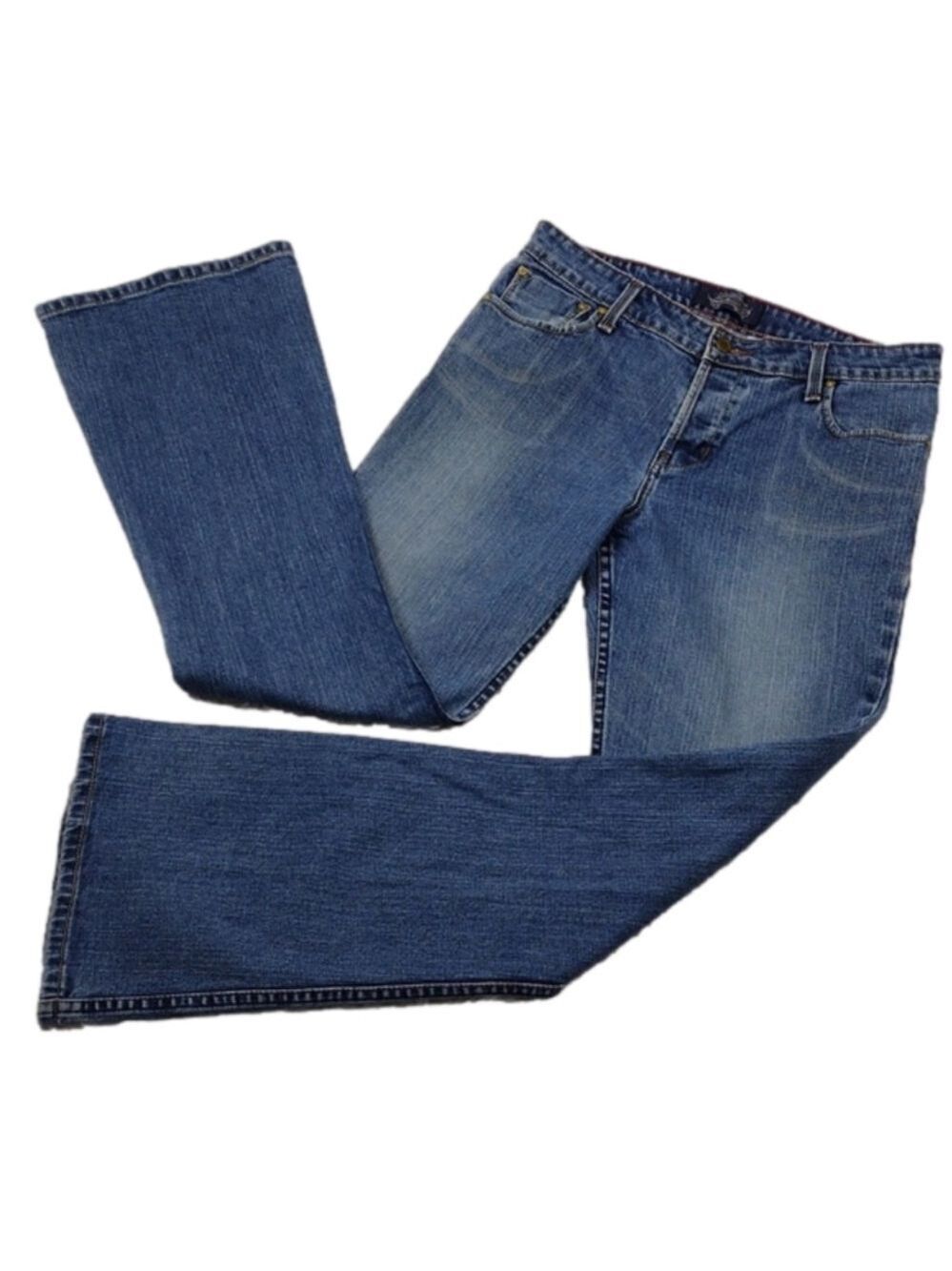 Levi's Strauss Signature Blue Medium Wash Five Pocket Low Rise Flare Leg Jean